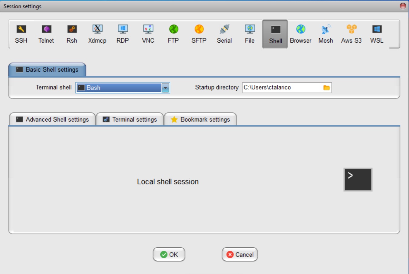 MobaXterm Session Preferences